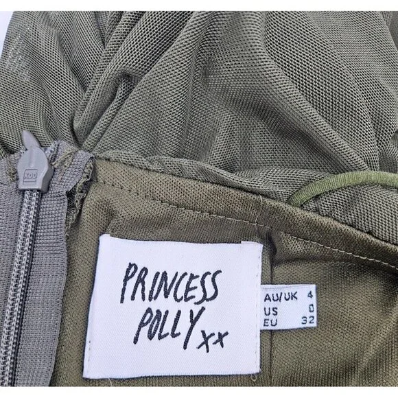 NWOT Princess Polly Tara Mini Dress Womens 0 Olive Green - Picture 6 of 8